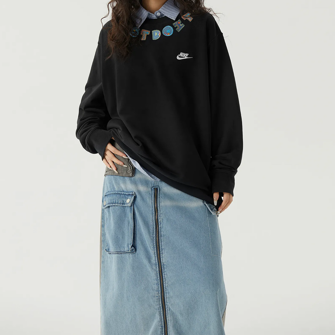 Custom Nike Sweatshirt Black With Just Do It Pattern