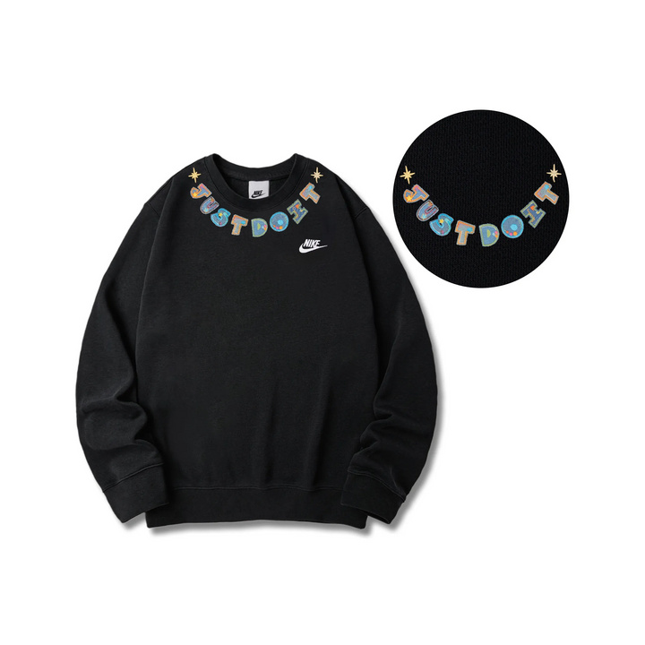 Custom Nike Sweatshirt Black With Just Do It Pattern