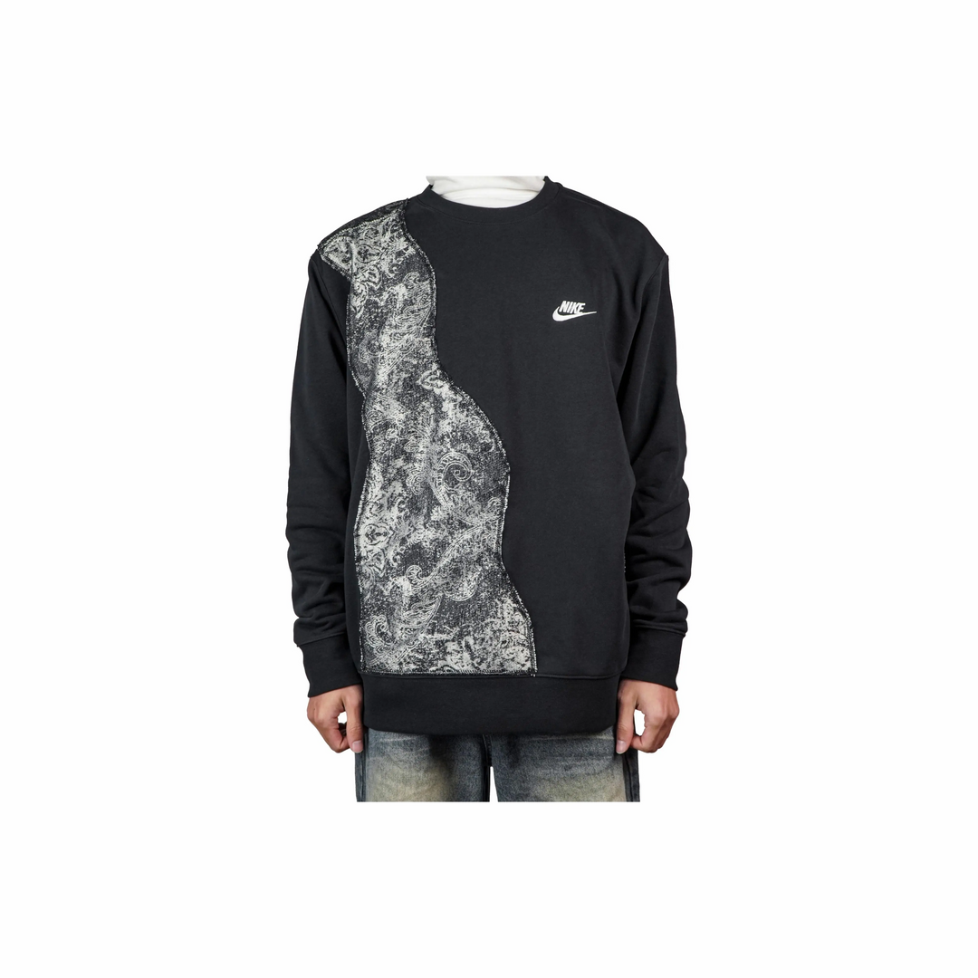 Custom Nike Sweatshirt Black With Paisley Pattern