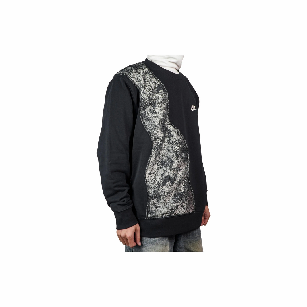 Custom Nike Sweatshirt Black With Paisley Pattern