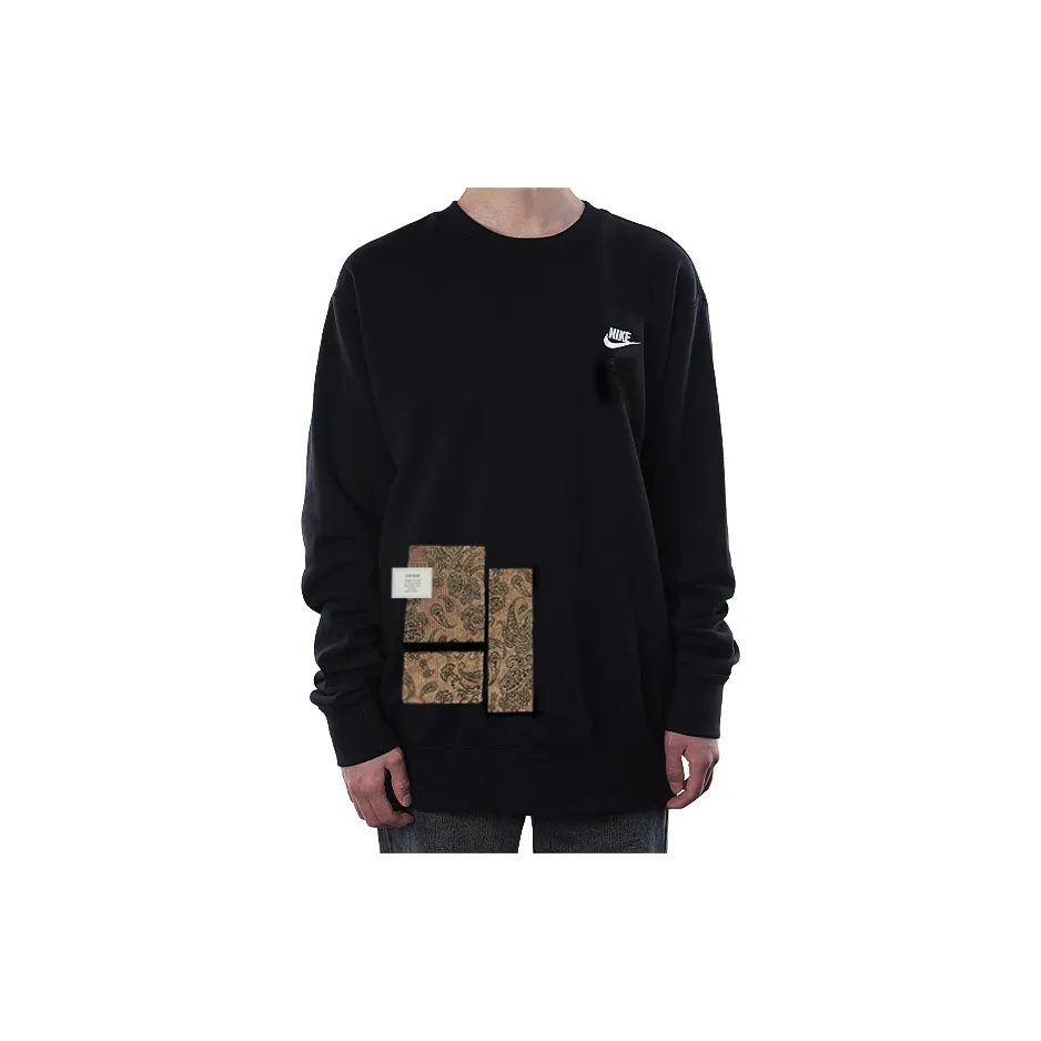 Custom Nike Sweatshirt Black With Paisley - pattern Patches