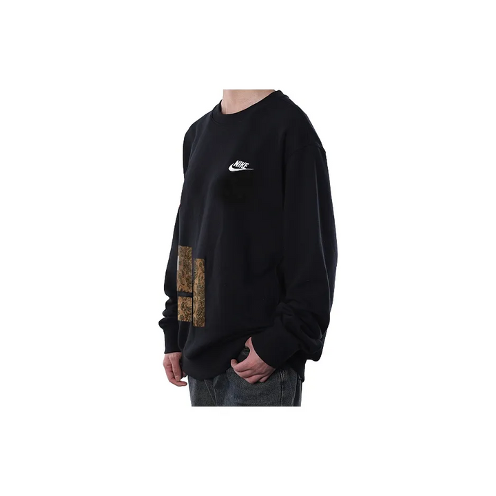 Custom Nike Sweatshirt Black With Paisley - pattern Patches