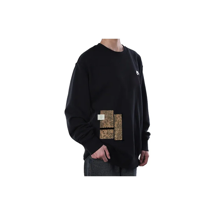 Custom Nike Sweatshirt Black With Paisley - pattern Patches