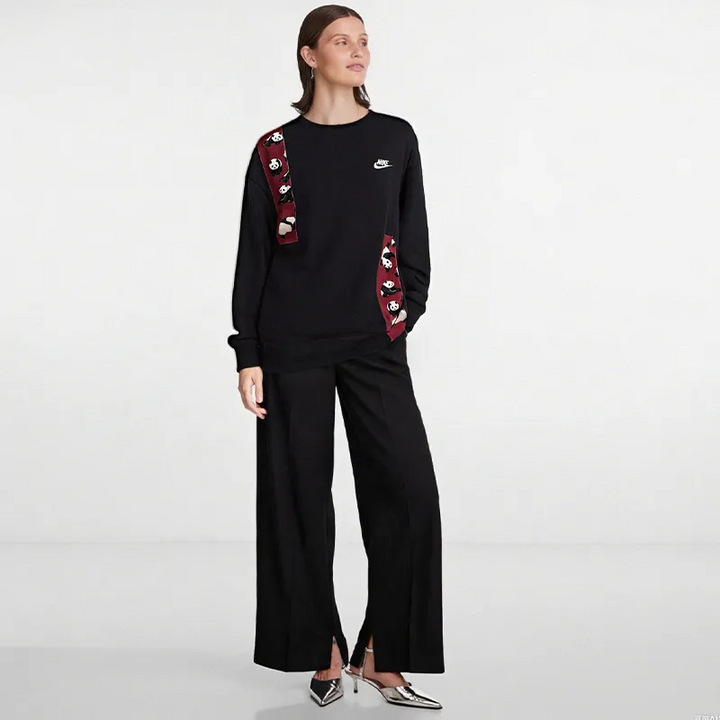 Custom Nike Sweatshirt Black With PAnda Pattern