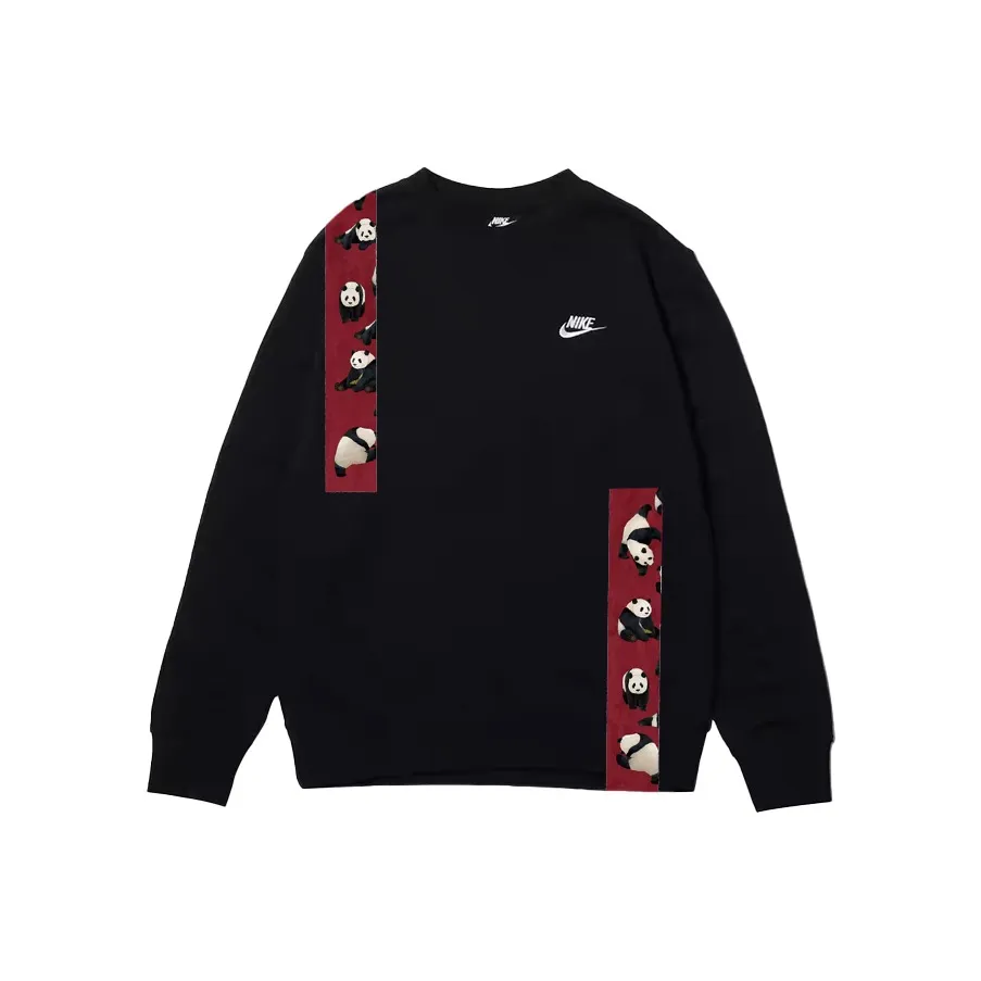 Custom Nike Sweatshirt Black With PAnda Pattern