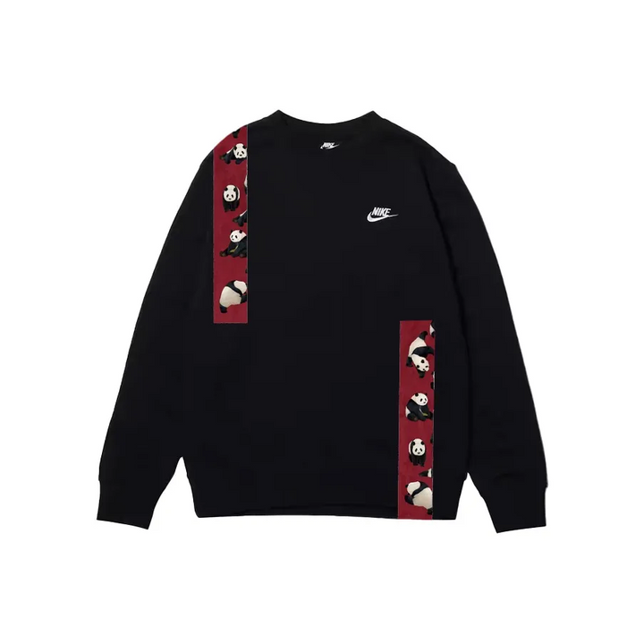 Custom Nike Sweatshirt Black With PAnda Pattern