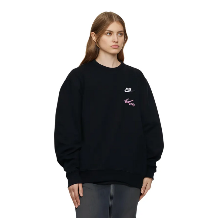 Custom Nike Sweatshirt Black With Pink Logo Design