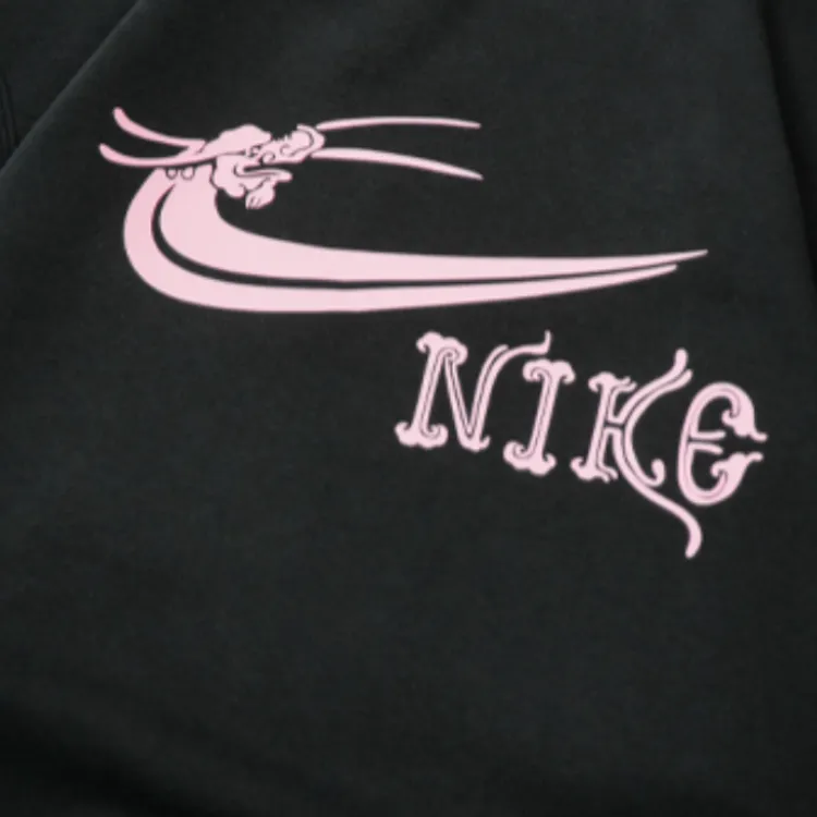 Custom Nike Sweatshirt Black With Pink Logo Design