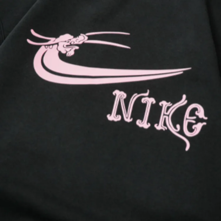 Custom Nike Sweatshirt Black With Pink Logo Design