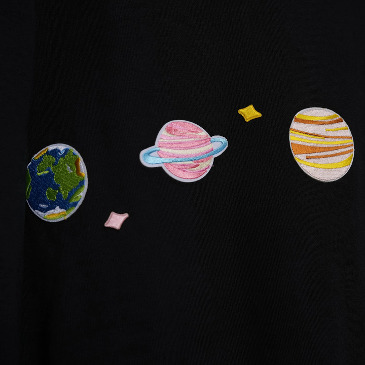 Custom Nike Sweatshirt Black With Planets Pattern