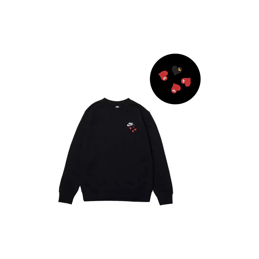 Custom Nike Sweatshirt Black With Red Heart