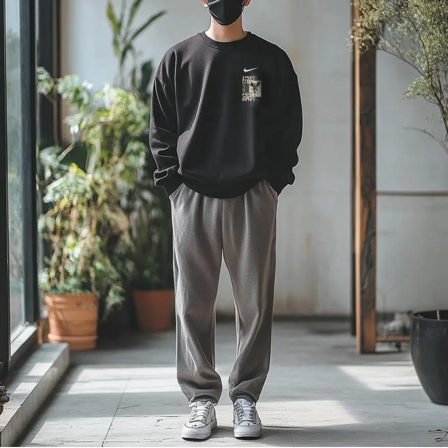 Custom Nike Sweatshirt Black With Stamp Pattern