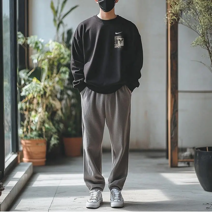 Custom Nike Sweatshirt Black With Stamp Pattern