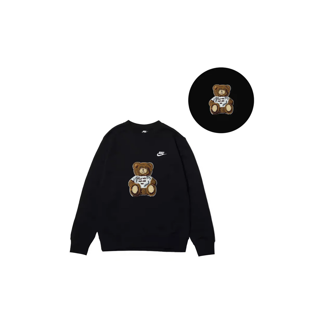 Custom Nike Sweatshirt Black With Teddy Bear Design