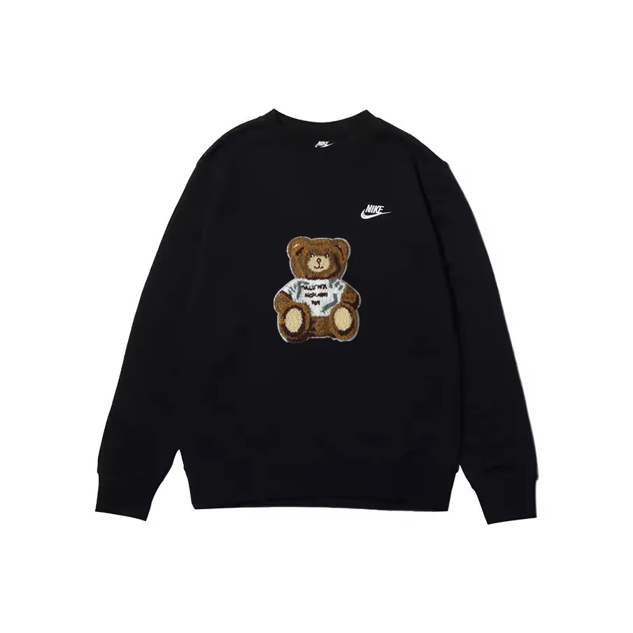 Custom Nike Sweatshirt Black With Teddy Bear Design