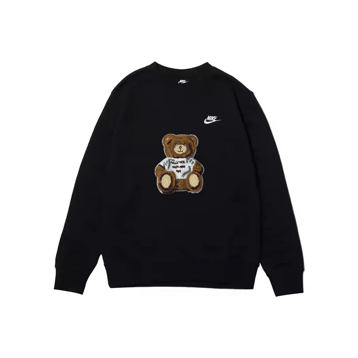 Custom Nike Sweatshirt Black With Teddy Bear Design