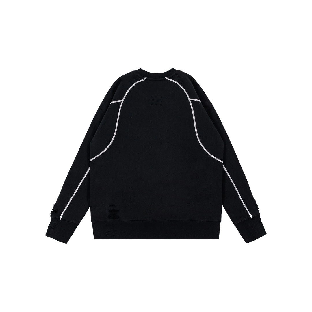 Custom Nike Sweatshirt Black With White Lines And Ripped Details