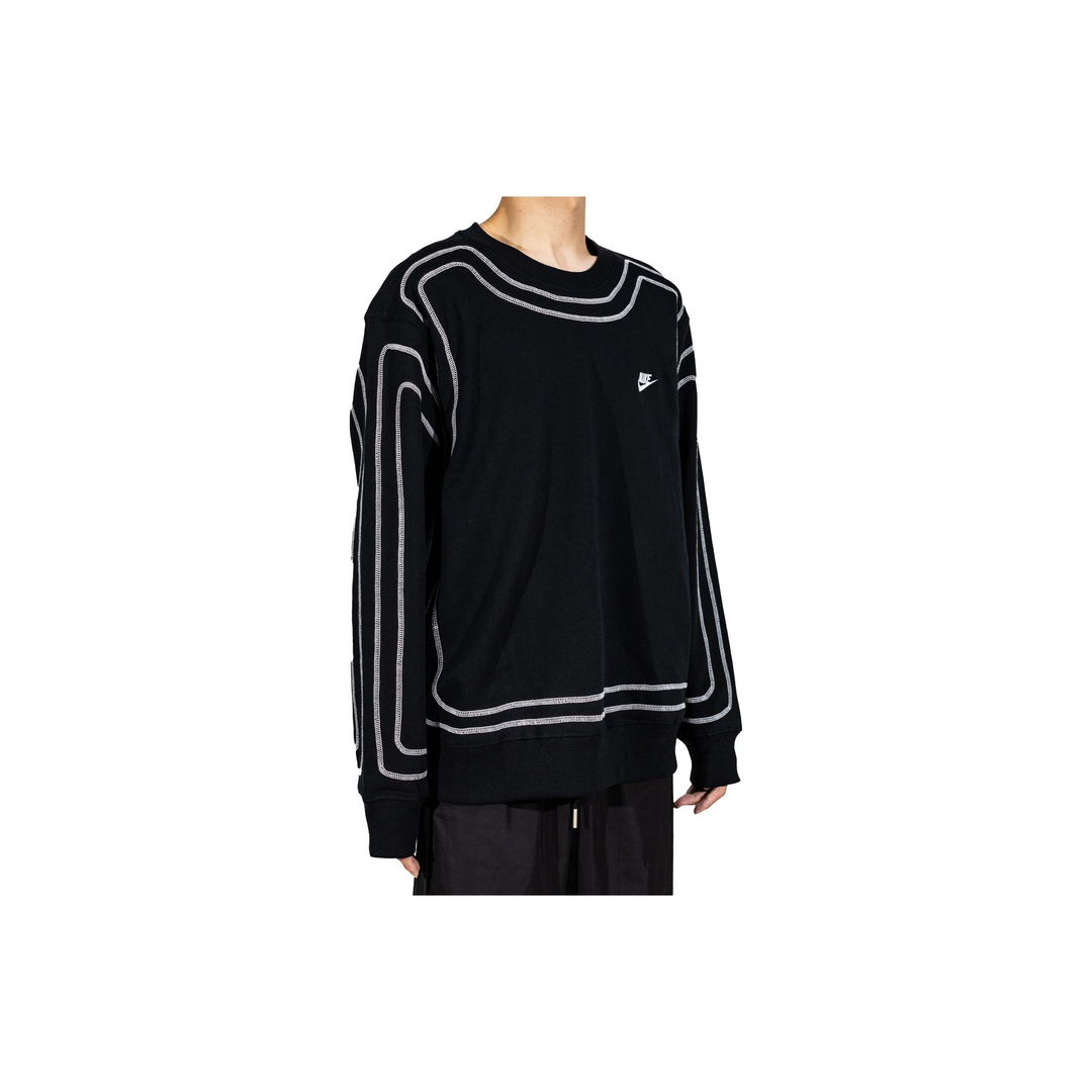 Custom Nike Sweatshirt Black With White Outline Pattern