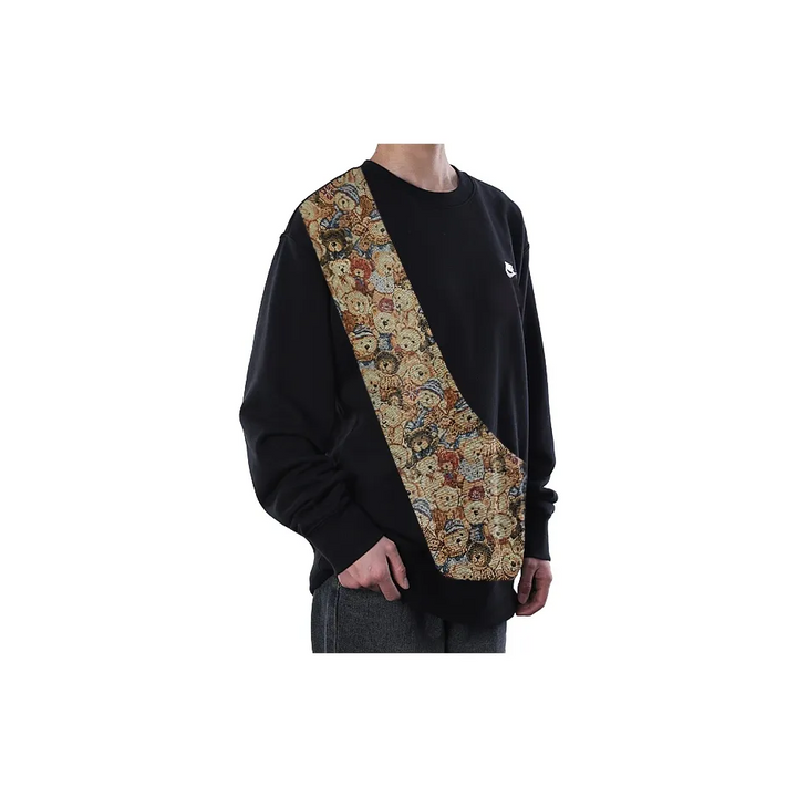 Custom Nike Sweatshirt Teddy Bear Fabric  Pattern Black