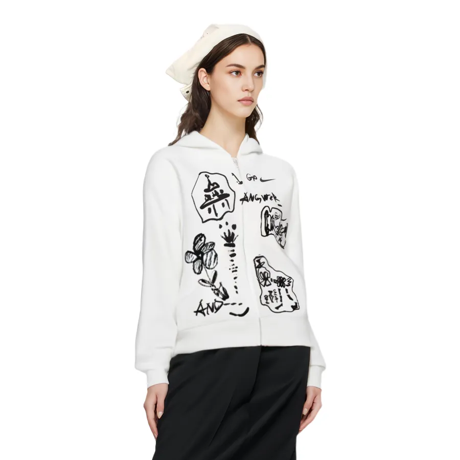Custom Nike Sweatshirt White Black Sketchy Graffiti