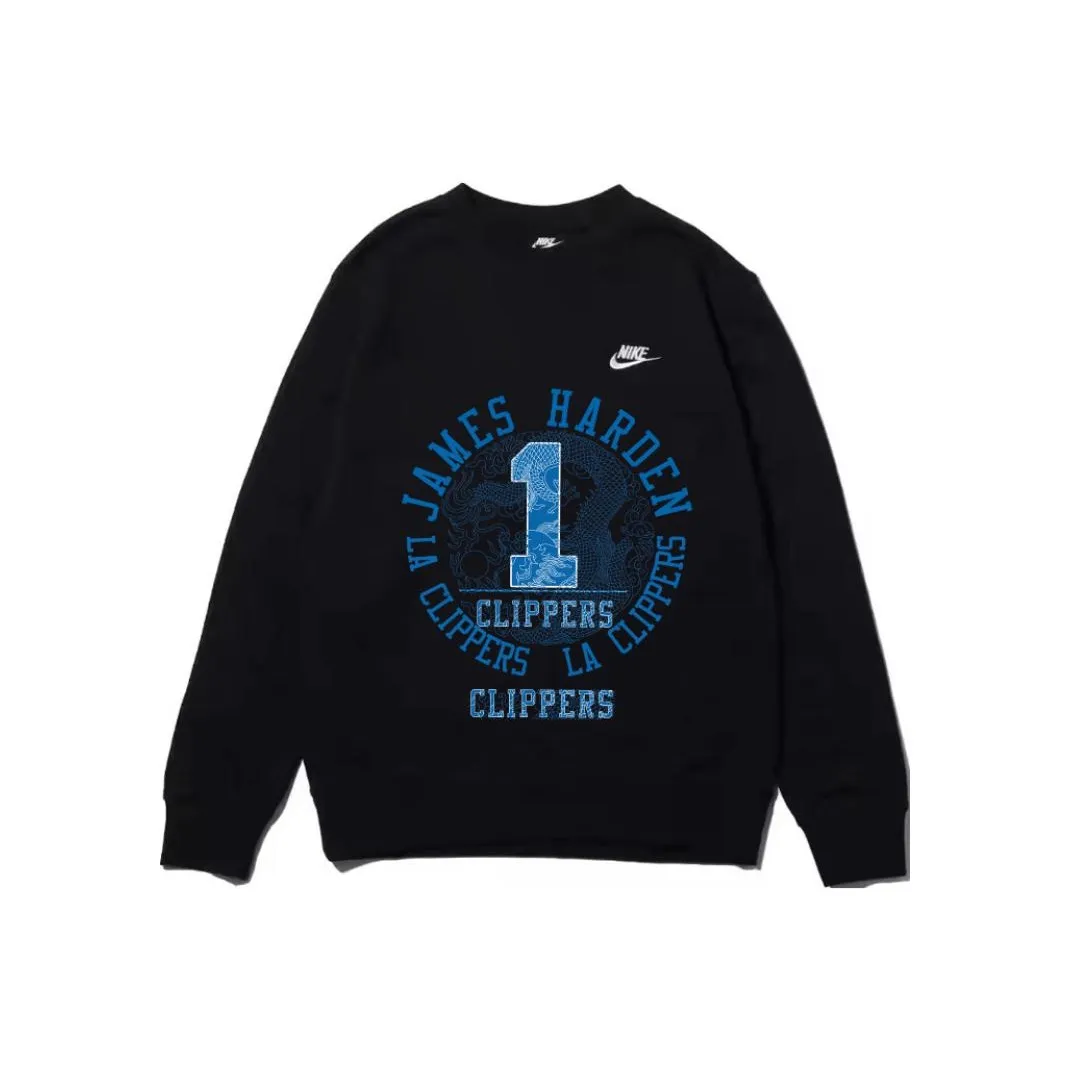 Custom Nike Sweatshirt With James Harden Clippers Design in Black And Blue