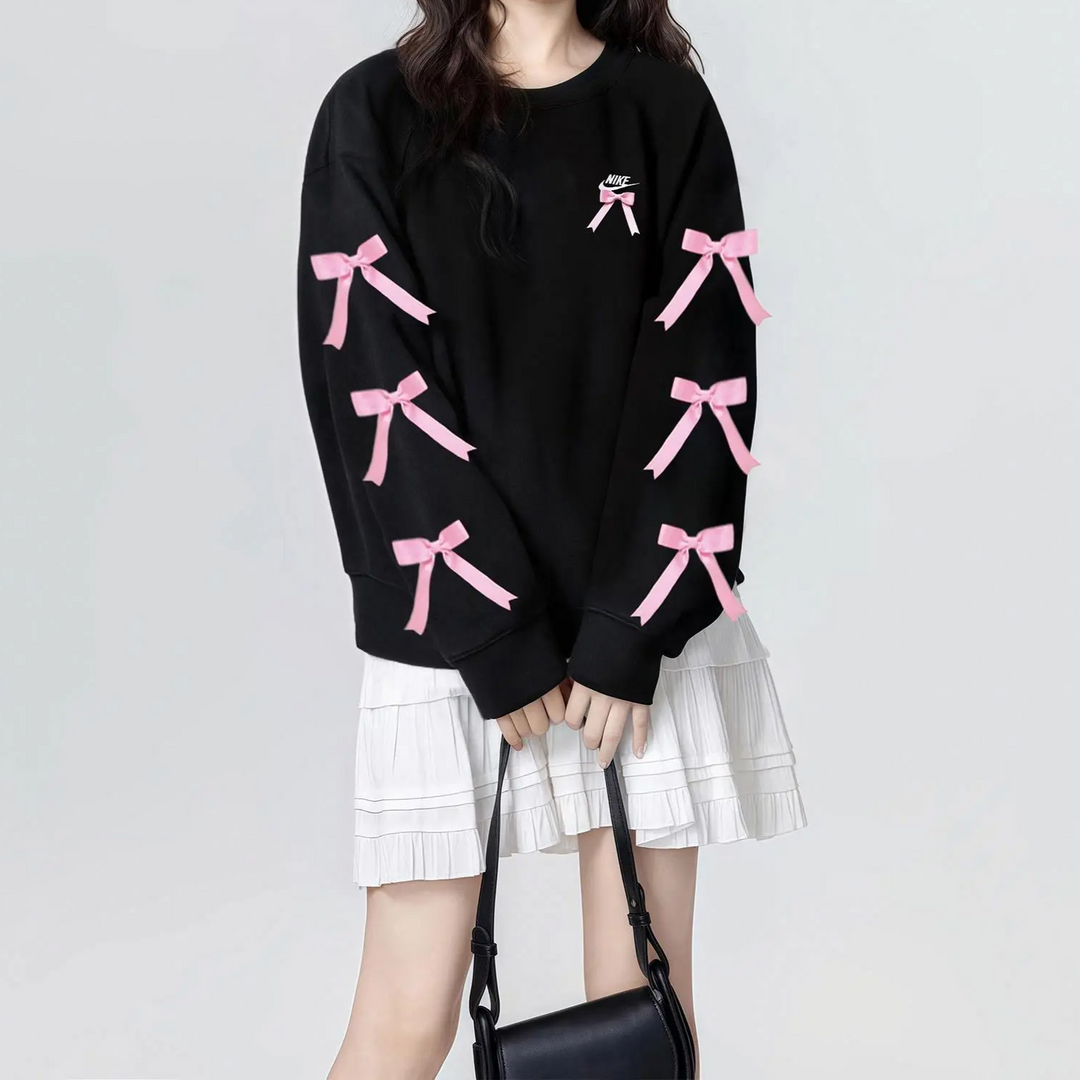 Custom Nike Sweatshirt With Pink Bows Black