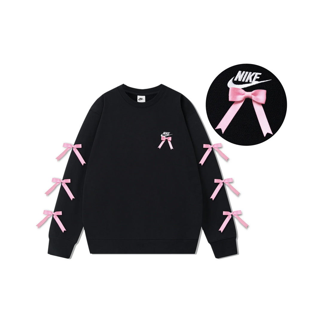 Custom Nike Sweatshirt With Pink Bows Black
