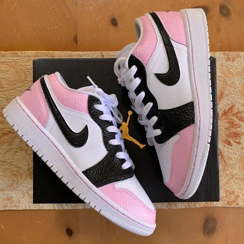 Custom Air Jordan 1 Pink Black White Low