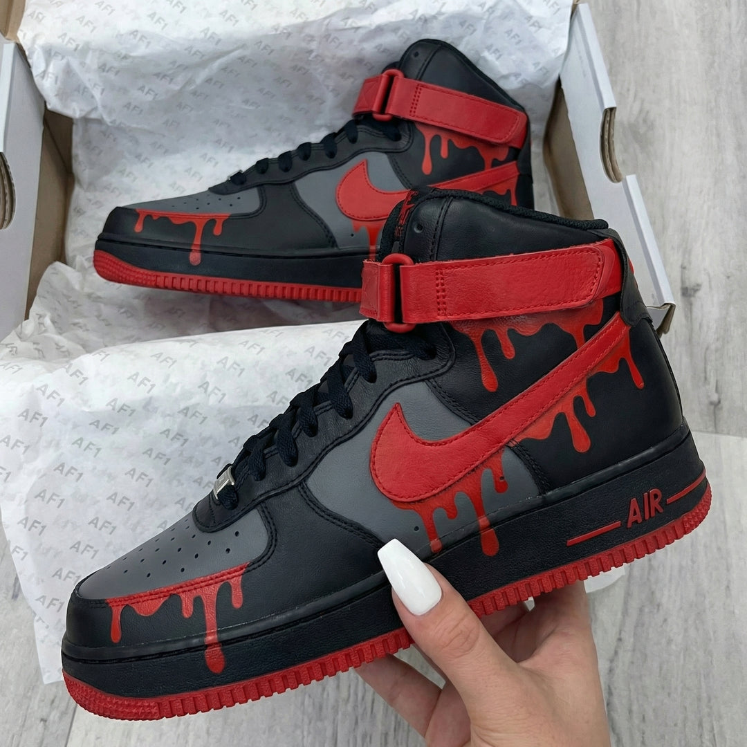 Drip Pattern Black Grey Red Custom Air Force 1