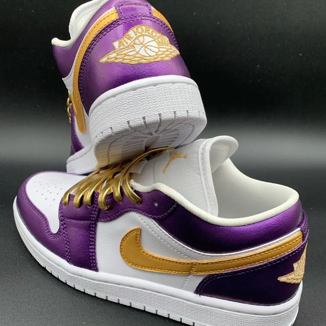 Elegant Purple Gold White Custom Air Jordan 1