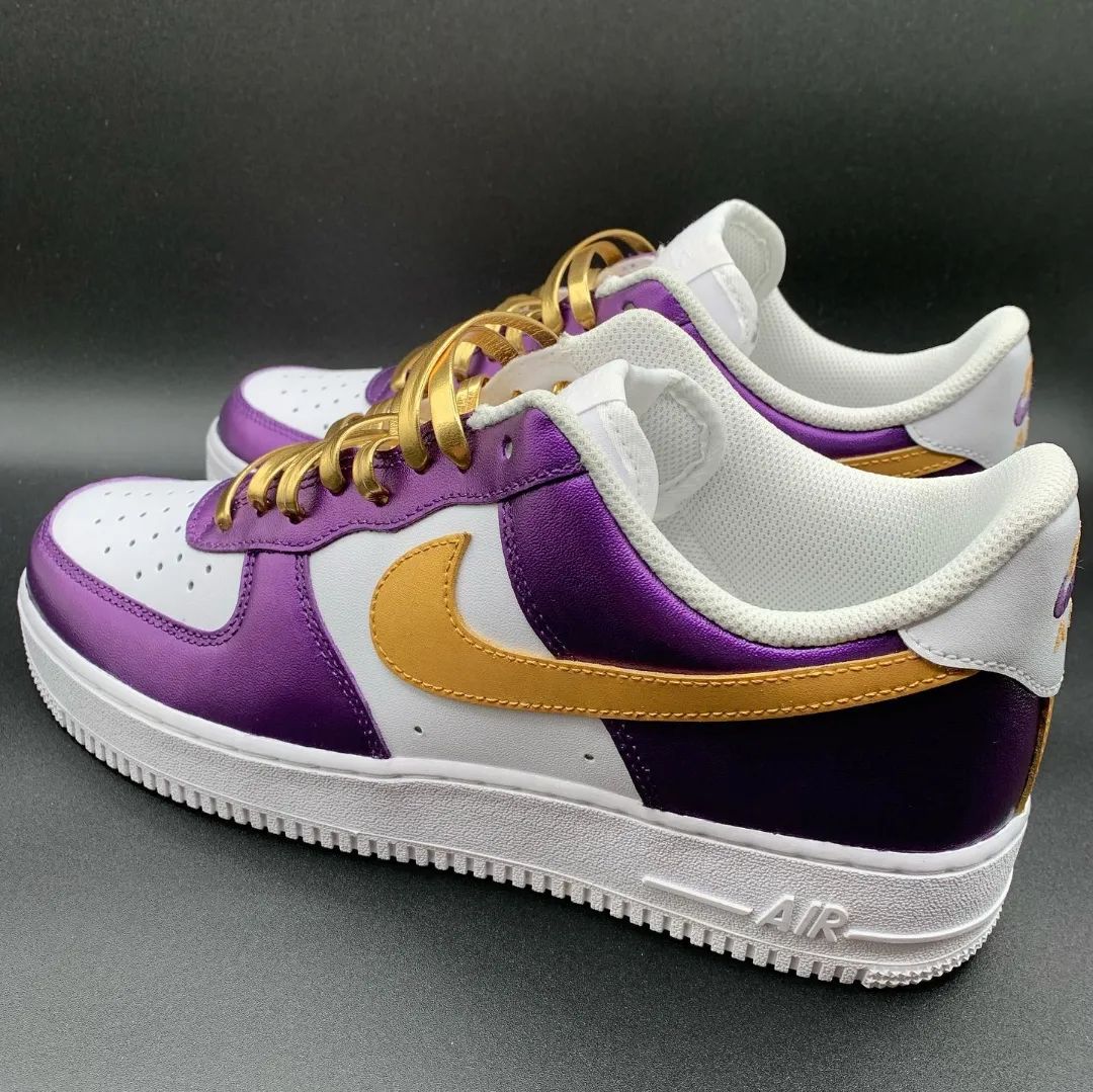 Elegant Purple Gold White Design Custom Air Force 1