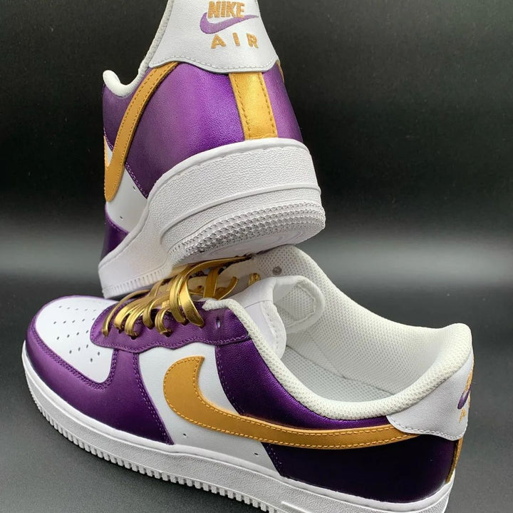 Elegant Purple Gold White Design Custom Air Force 1