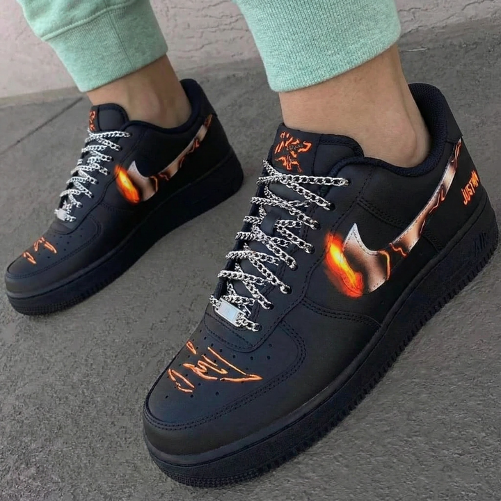 Flame Pattern Black Custom Air Force 1