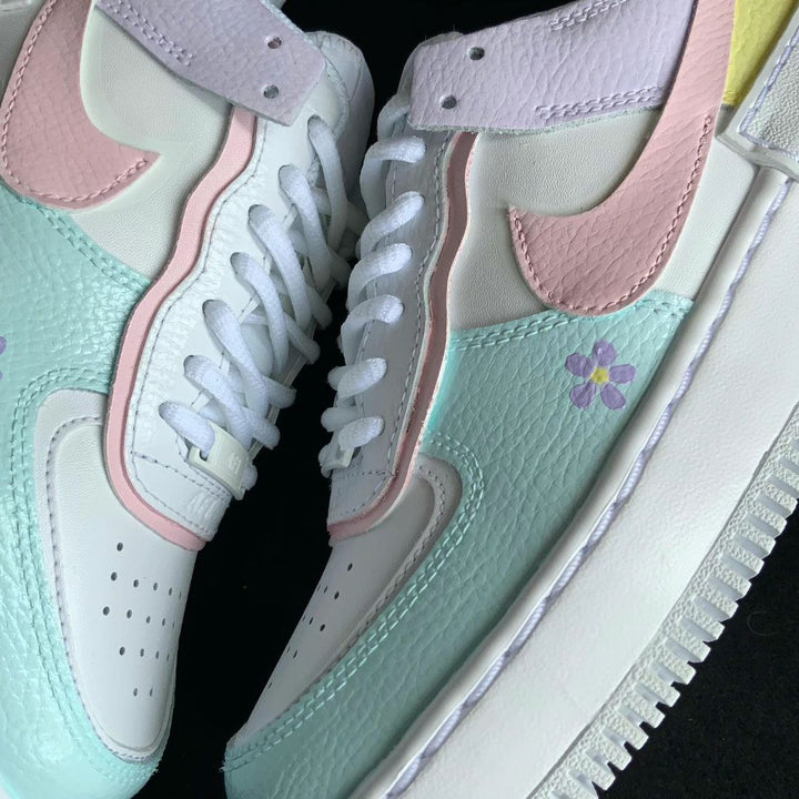 Floral Heart Baby Blue Baby Pink Custom Air Force 1