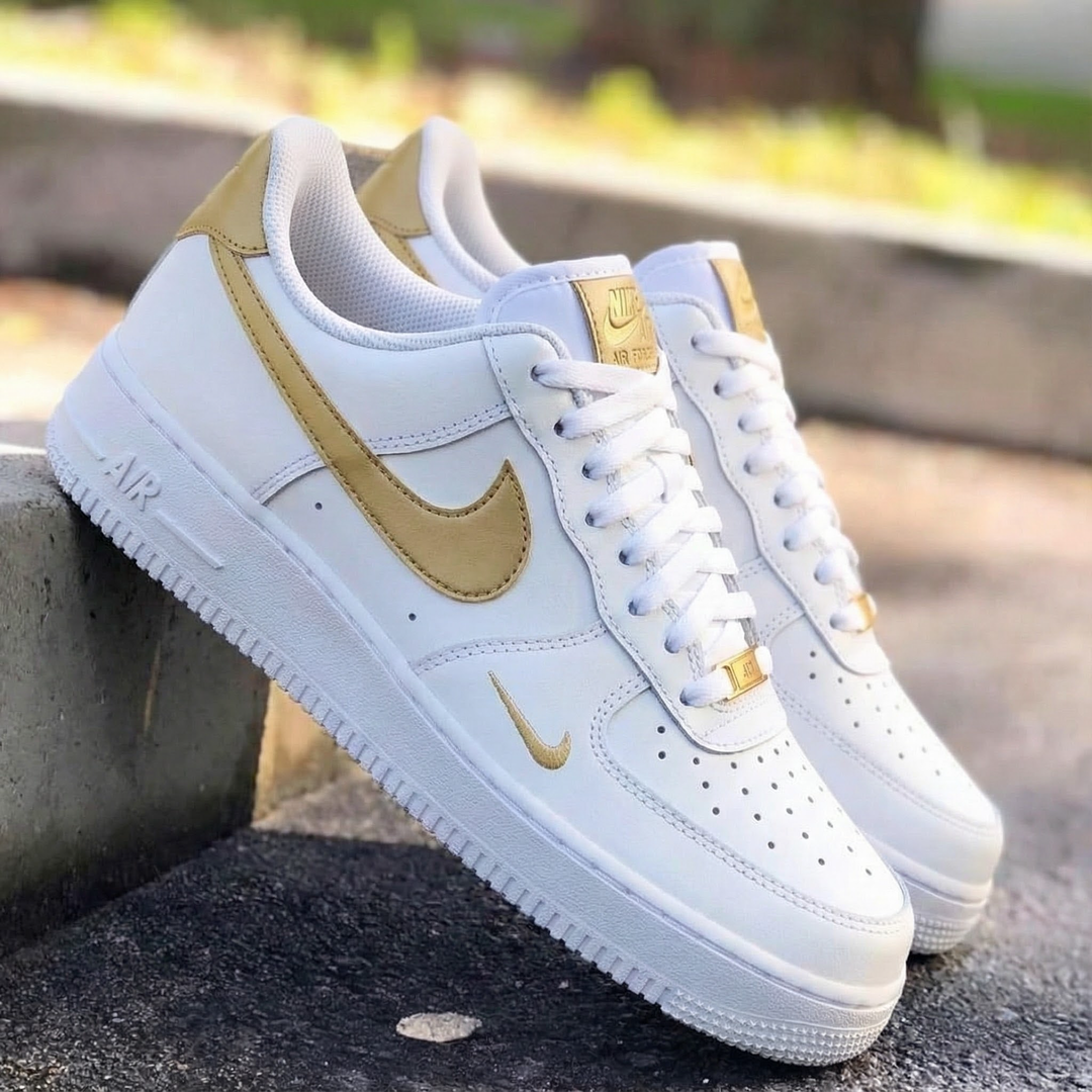 Gold Accented Beige Custom Air Force 1