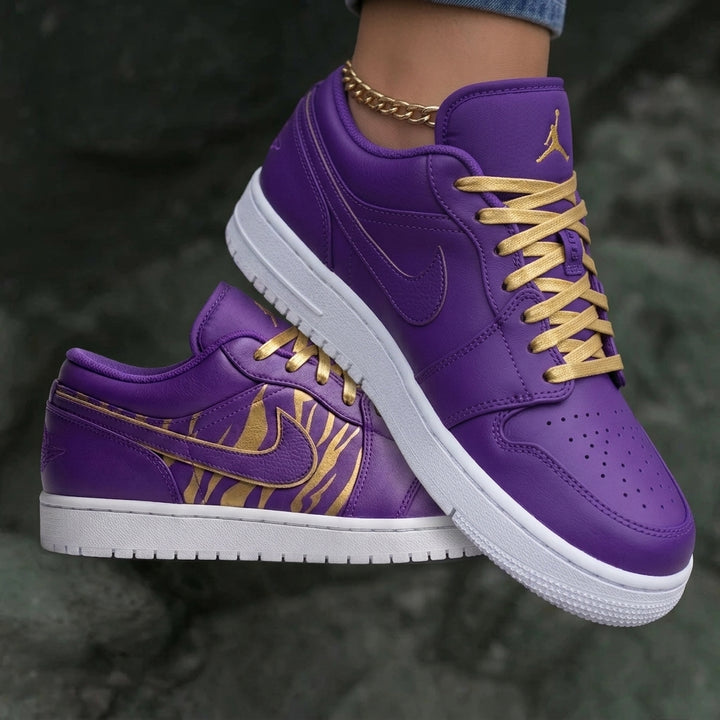 Gold Tiger Stripes Purple Gold Custom Air Jordan 1