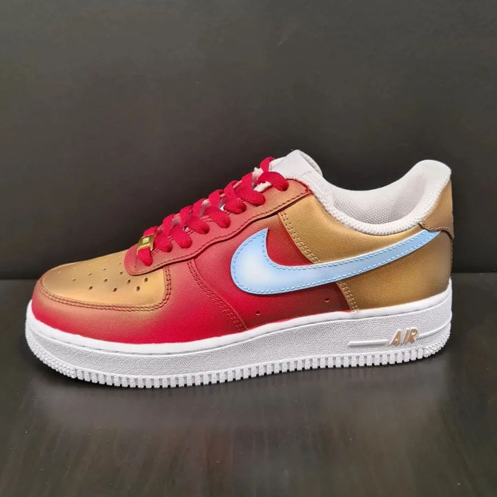 Gradient Red Gold Baby Blue Custom Air Force 1