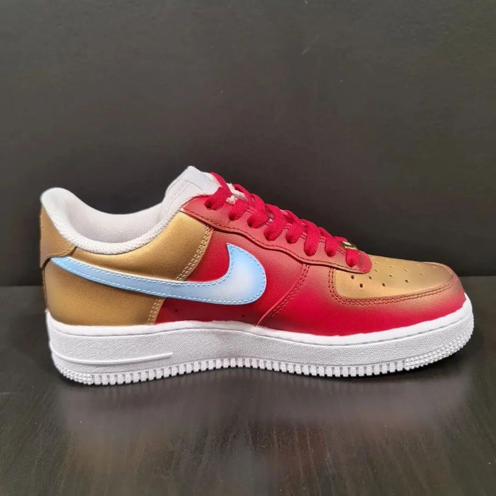 Gradient Red Gold Baby Blue Custom Air Force 1