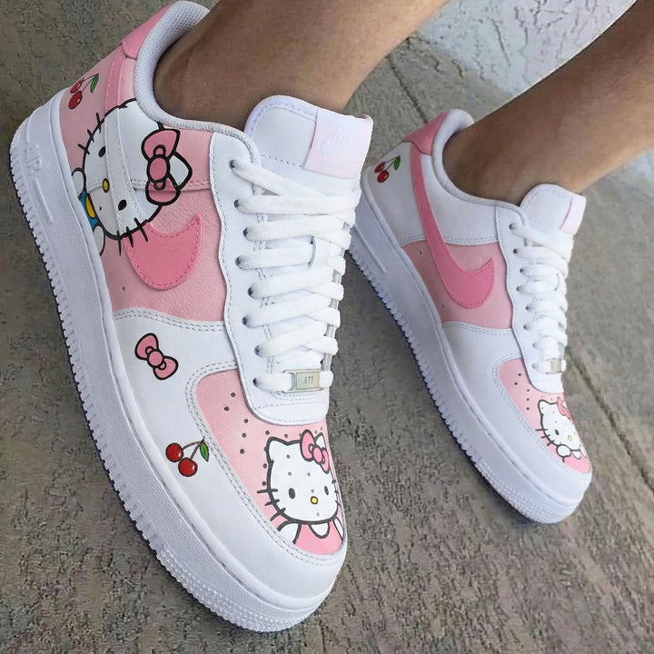 Hello Kitty Cherries Bows Baby Pink White Custom Air Force 1