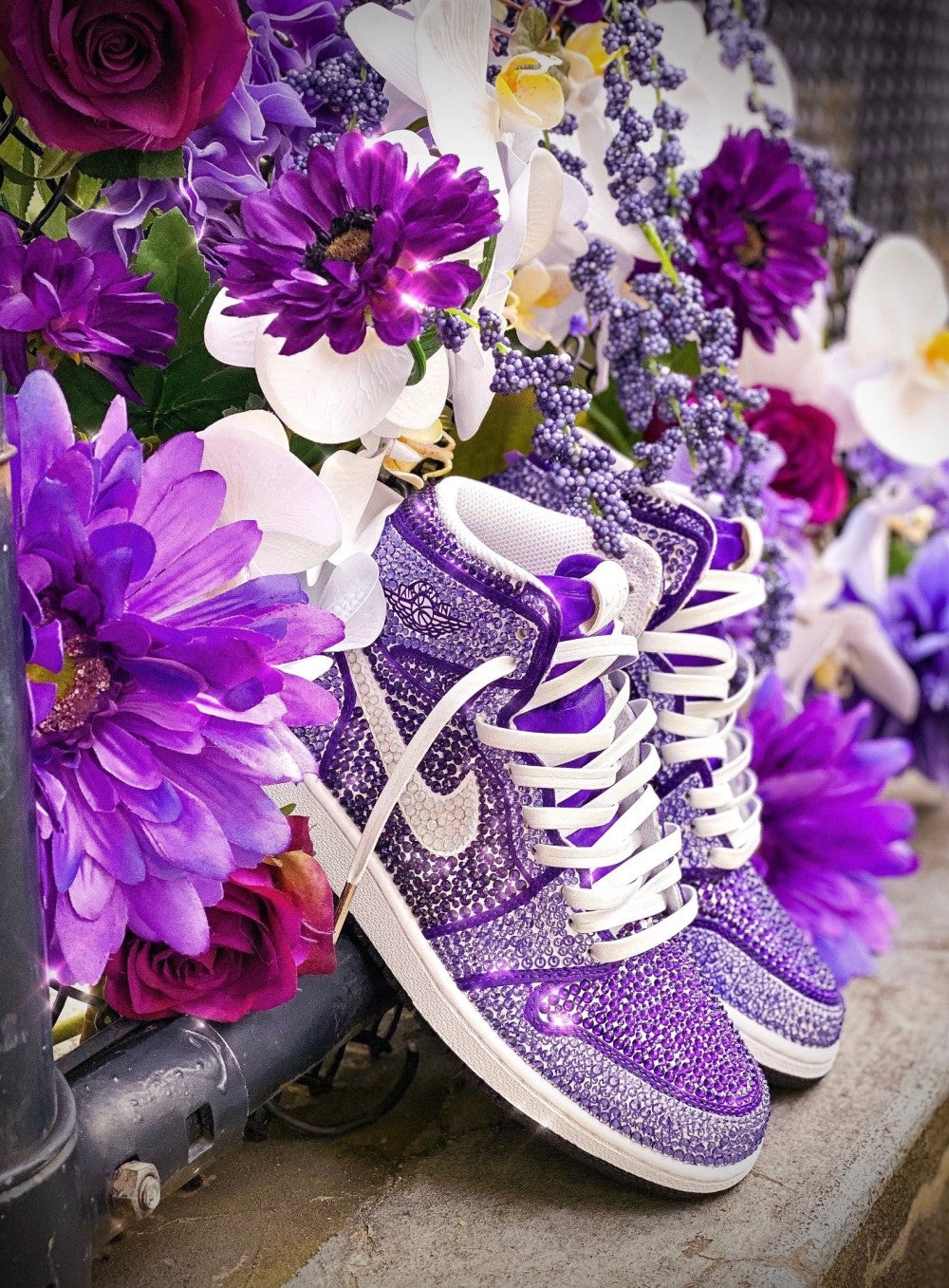 Purple Diamond Wedding Shoes Custom Air Jordan 1