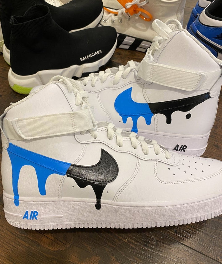 Blue Black Drip Custom Air Force 1 High