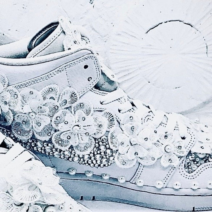 White Wedding Shoes Custom Air Jordan 1 Low/Mid