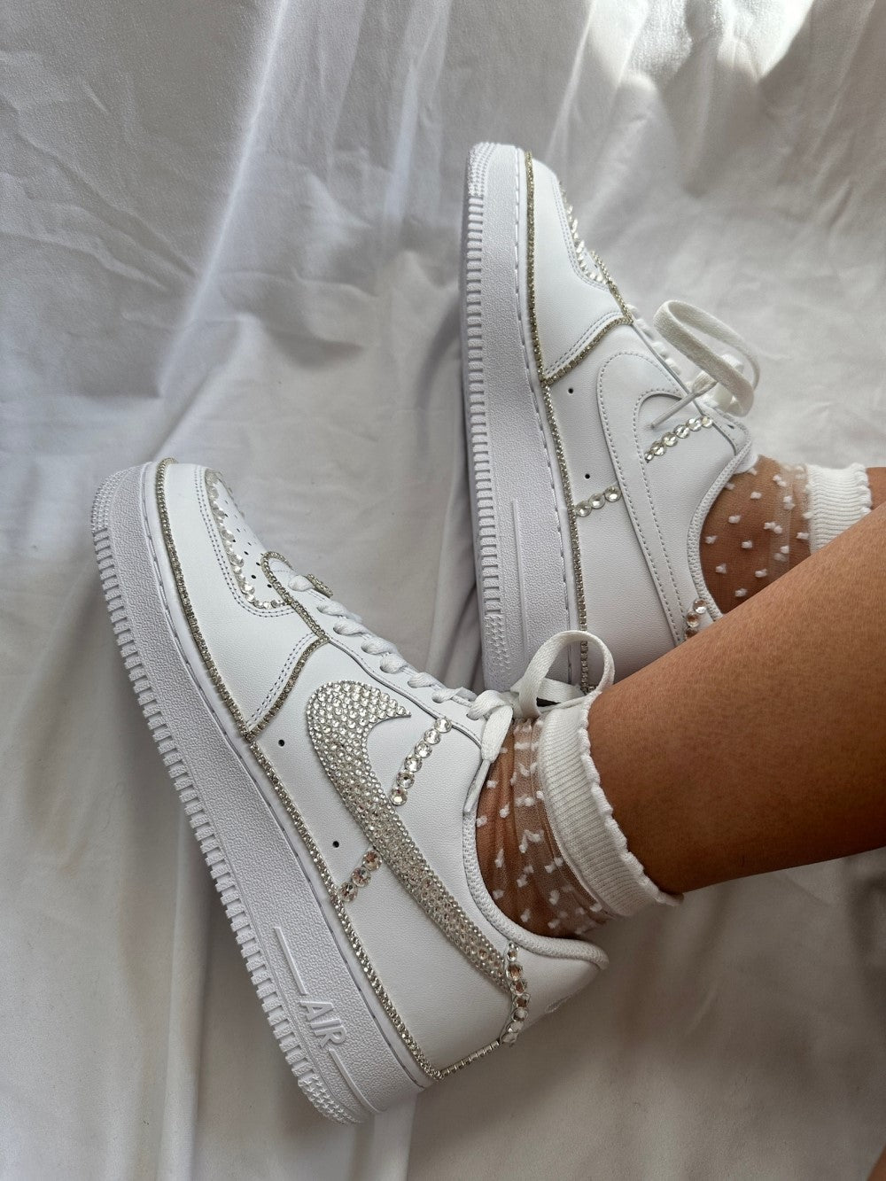 Gray White Diamond Custom Air Force 1