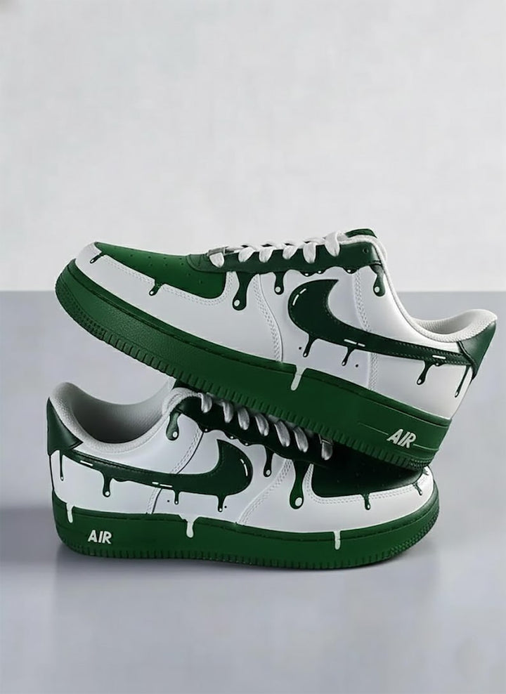 Product Title
**Unique Hand Painted Dark Green Drip Effect Custom Air Force 1 Custom Sneakers Unisex White Green Casual Streetwear Fashion Shoes for Men & Women**