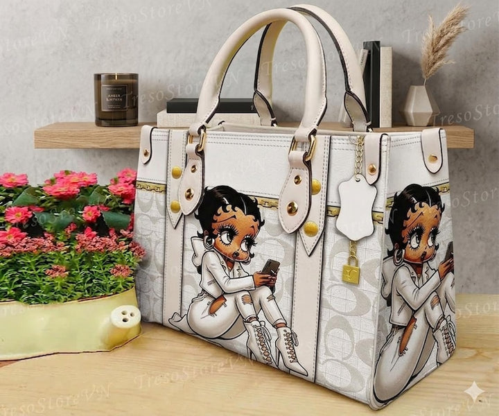 Product Title
Vintage Betty Boop Printed Women's Large Capacity Leather Tote Bag With Internal Zip Pocket Delicate Stitching Metal Buckle, Fashion Casual Daily Shoulder Handbag Perfect to Match Custom Air Force 1 Custom Sneakers