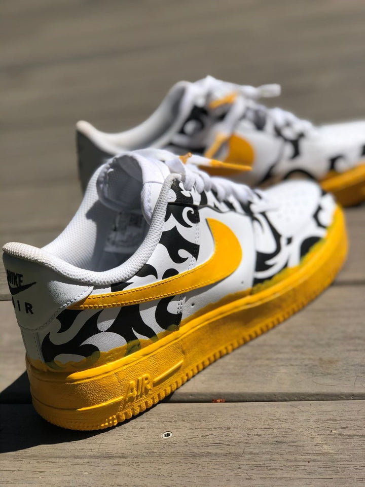 Yellow Black White Tiger Stripes Custom Air Force 1