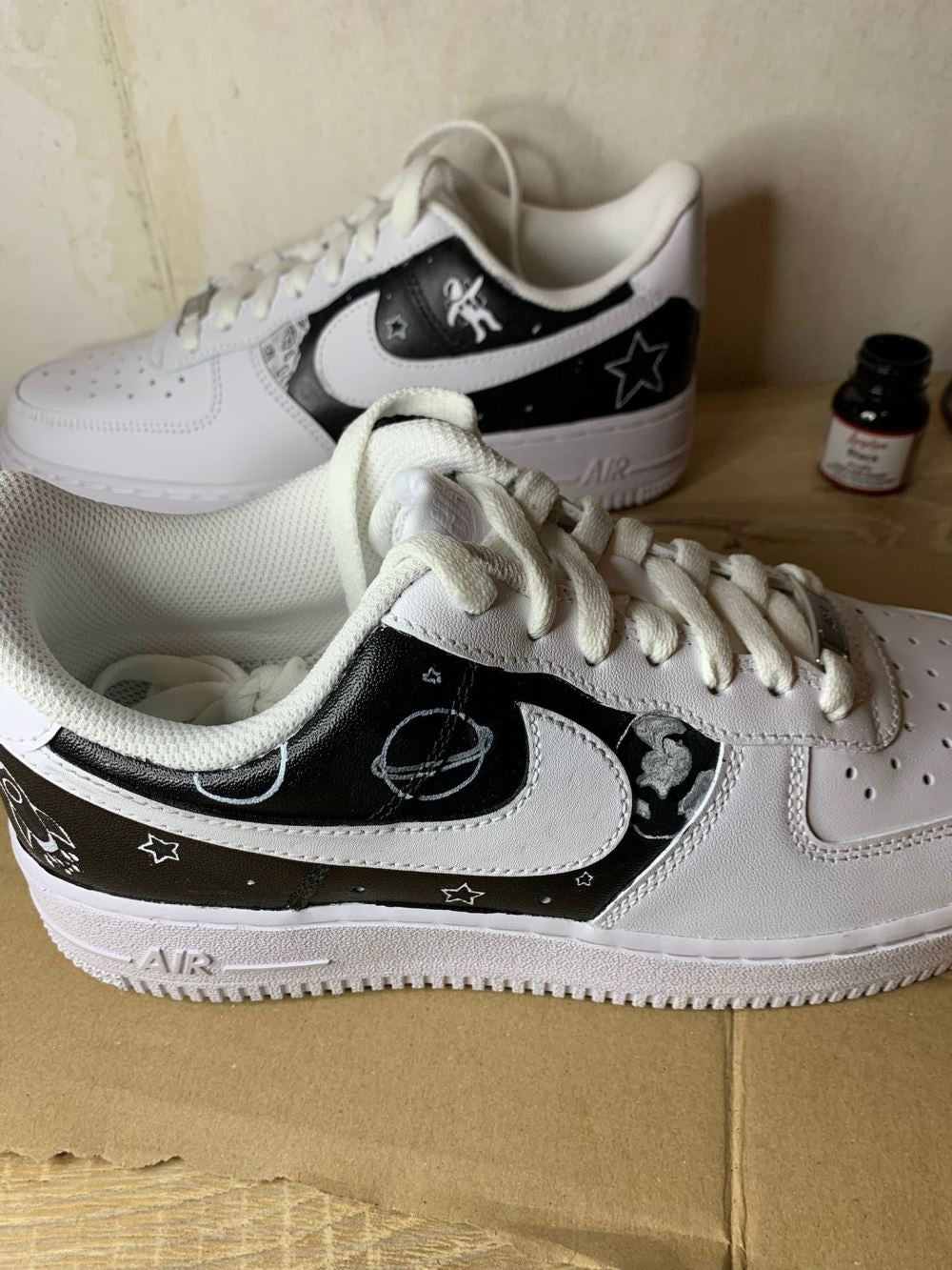 Black White Gray Star Custom Air Force 1