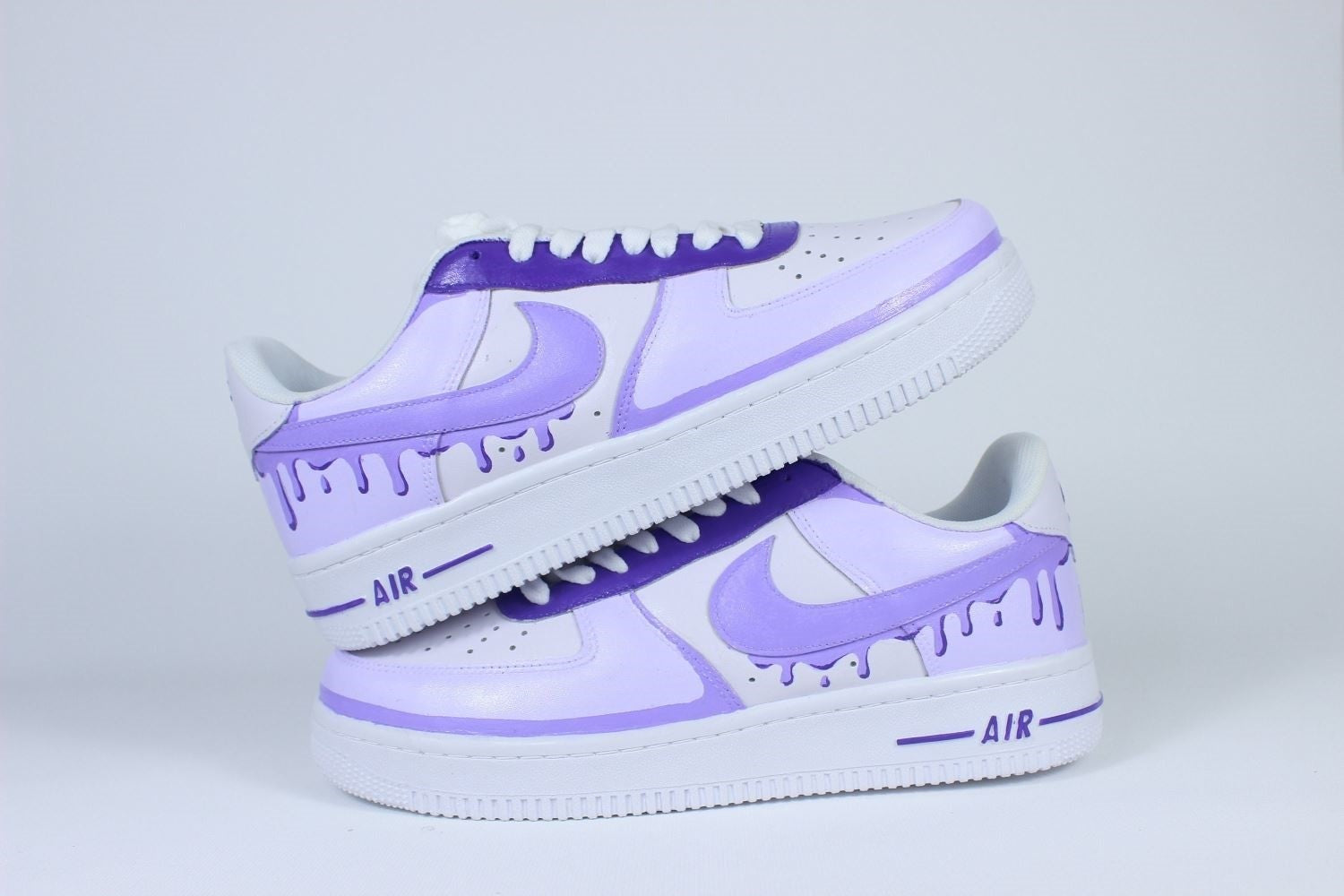 Custom Light Purple Nike Drip Air Force Ones