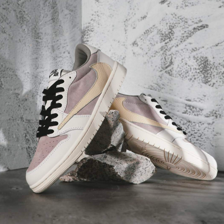 Hand Painted Light Grey Pink Custom Air Jordan 1 Sneakers