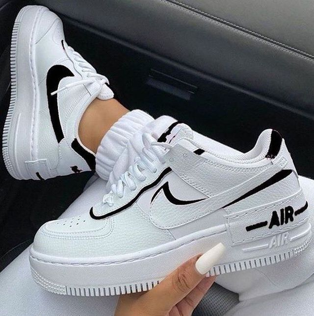Hand Painted Black White Custom Air Force 1 Sneakers